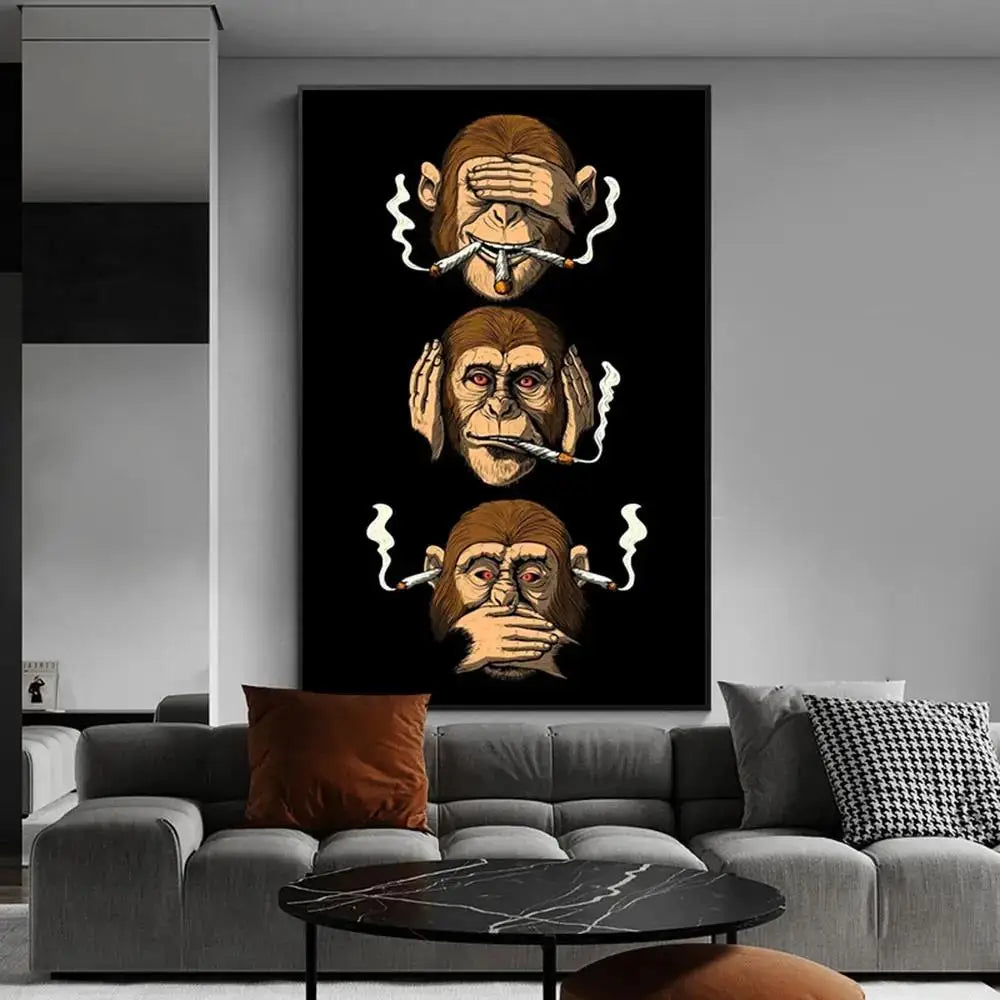Smoking Monkey Canvas Poster