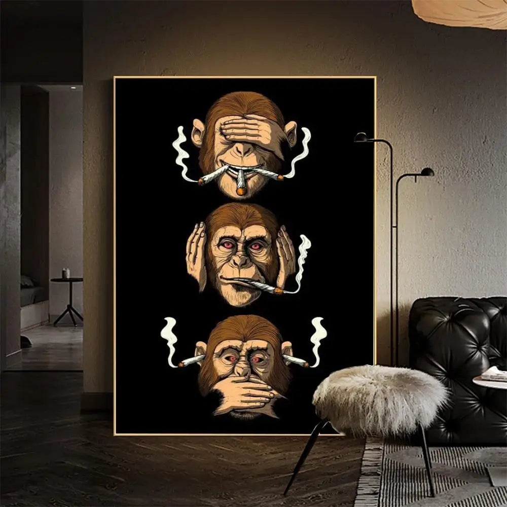 Smoking Monkey Canvas Poster